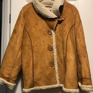 Larry Levine faux suede and shearling coat